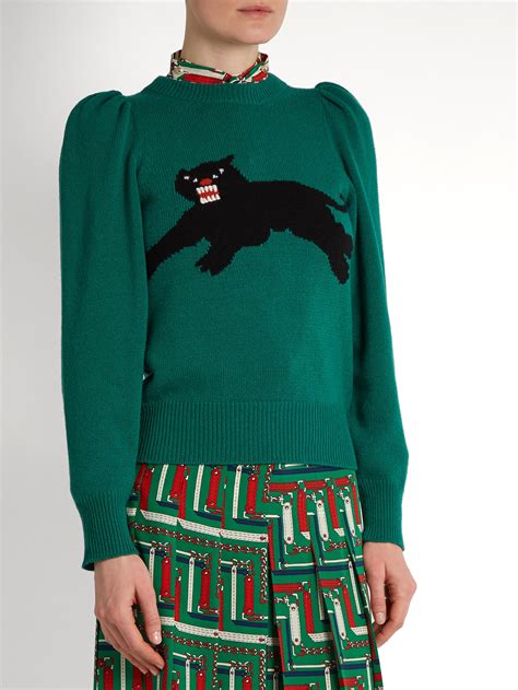 gucci green panther sweater|Gucci pink and green sweater.